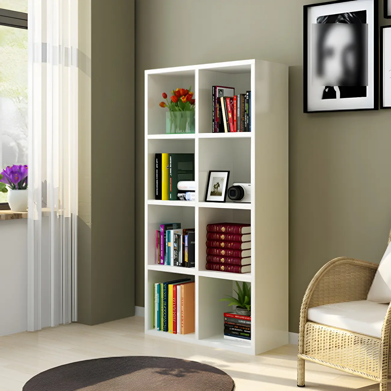 Scandinavian 3-Tier Black Cube Wood Bookcase