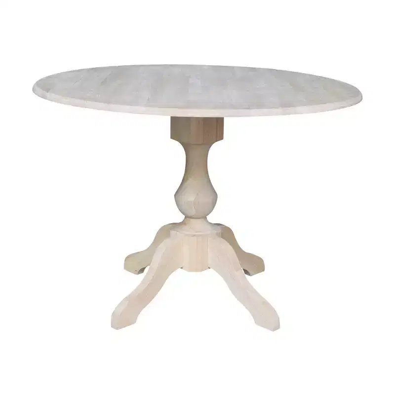 42" Blake Round Drop Leaf Dining Table Unfinished - International Concepts: Compact, Pedestal Base