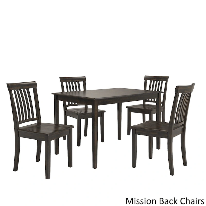 Wilmington II 48-Inch Rectangular Antique Black 5-Piece Dining Set by iNSPIRE Q Classic