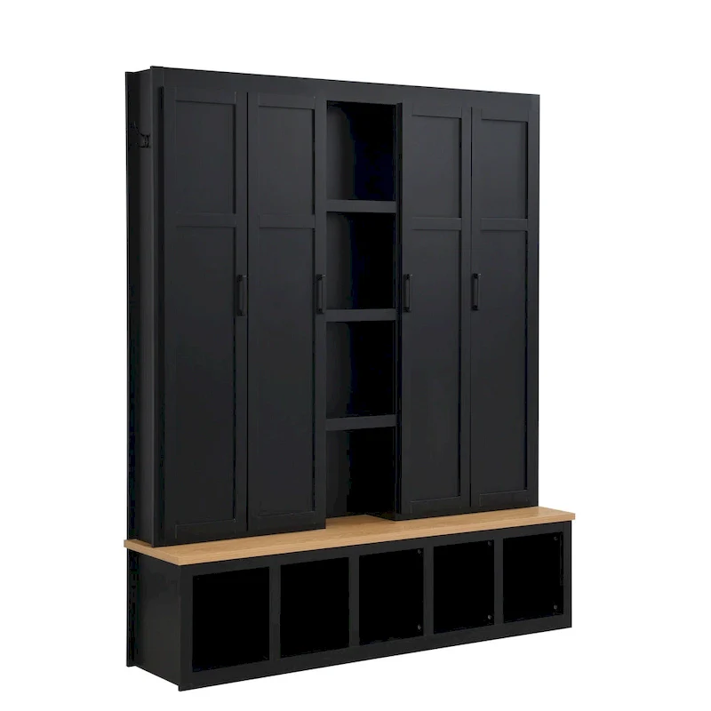 Farmhouse-Style 4-in-1 Hall Tree with Mudroom Bench