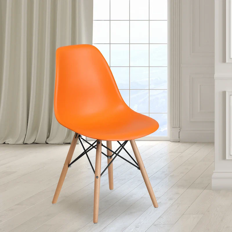 Plastic Chair with Wooden Legs