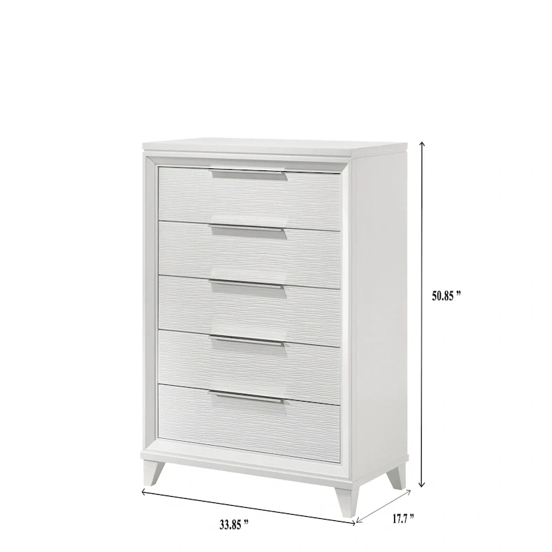 Denissa 6 Piece White Upholstered LED Panel Bedroom Set