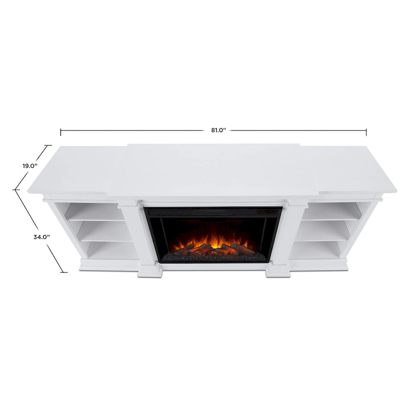 Eliot 81 Grand TV Stand Electric Fireplace in White by Real Flame