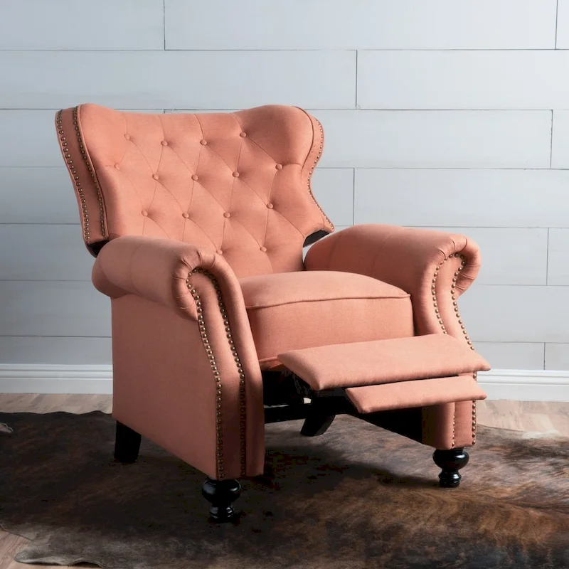 Walder Tufted Nailhead Fabric Recliner by Christopher Knight Home