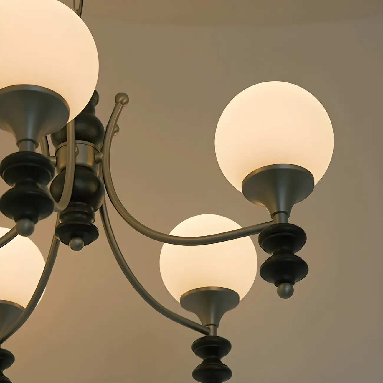 Modern Glass Chandeliers Black Metal Elegant Lighting