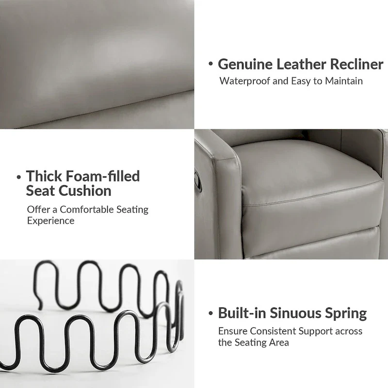 Josefa Modern Genuine Leather Swivel Rocker Recliner Set of 2 by