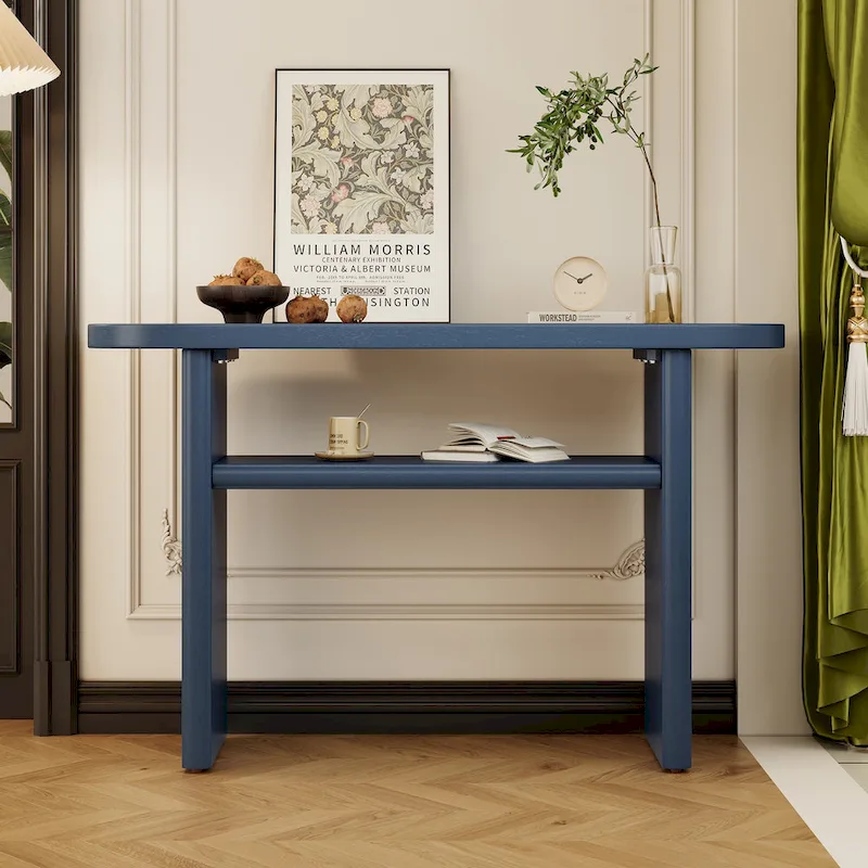 Elegant Minimalist Console Table with Rounded Edges and Sturdy Shelf Design for Entryway