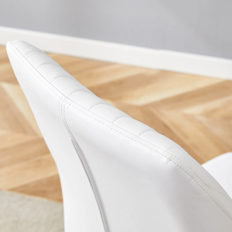 Set of 6 High Resilience Dining Chair with Metal Silver Leg