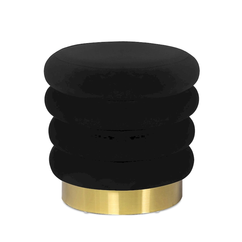 Adeco Round Velvet Ottoman Upholstered Foot Stool