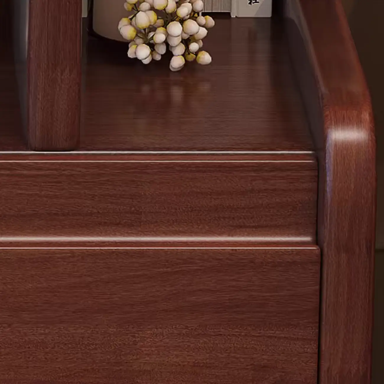 Classic Wooden Nut-Brown Nightstand with Drawer & Shelf