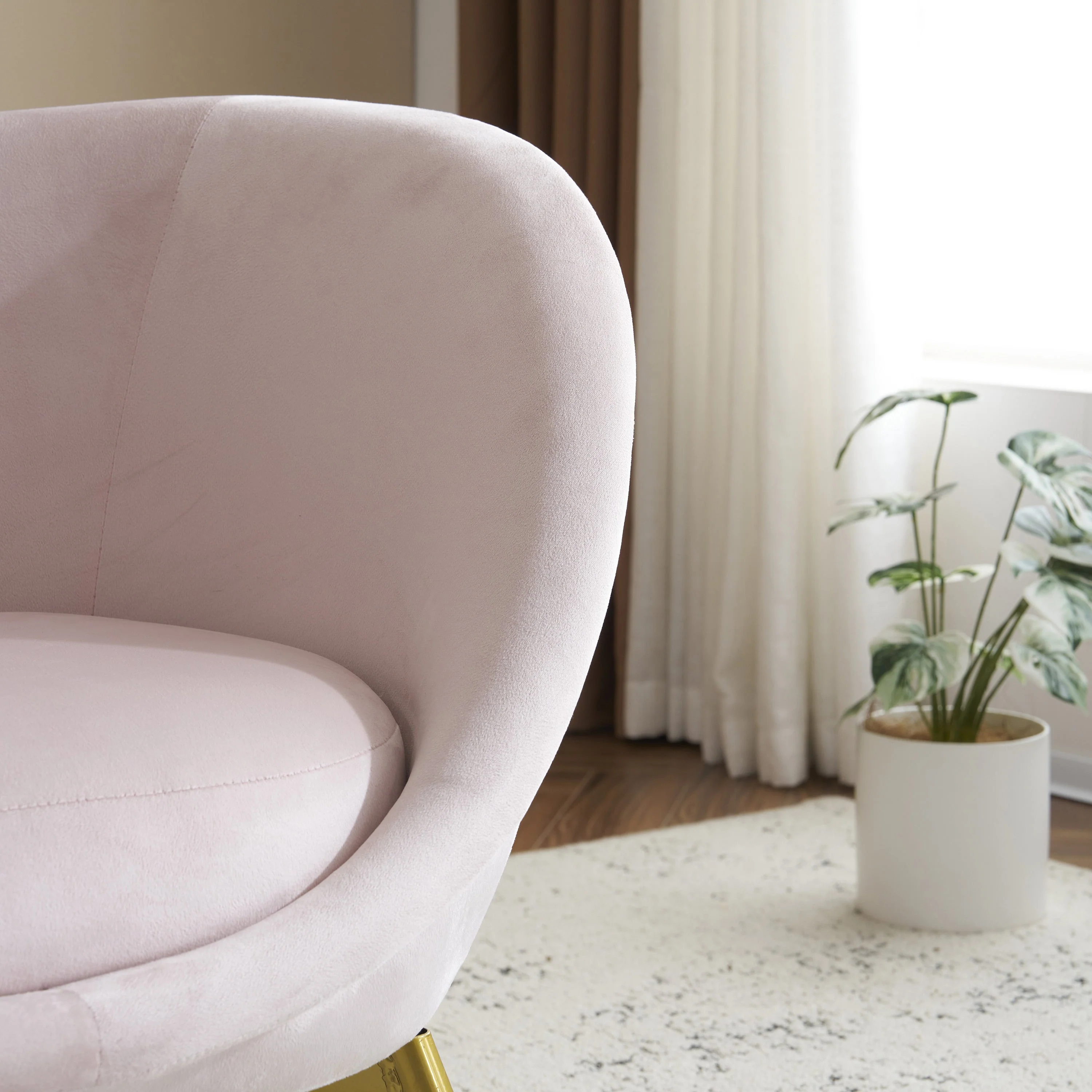 Modern Velvet Accent Chair with Gold Legs