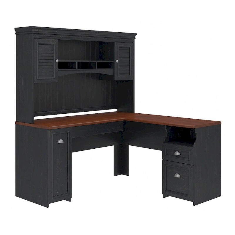 Fairview 60W L Shaped Desk with Hutch by Bush Furniture
