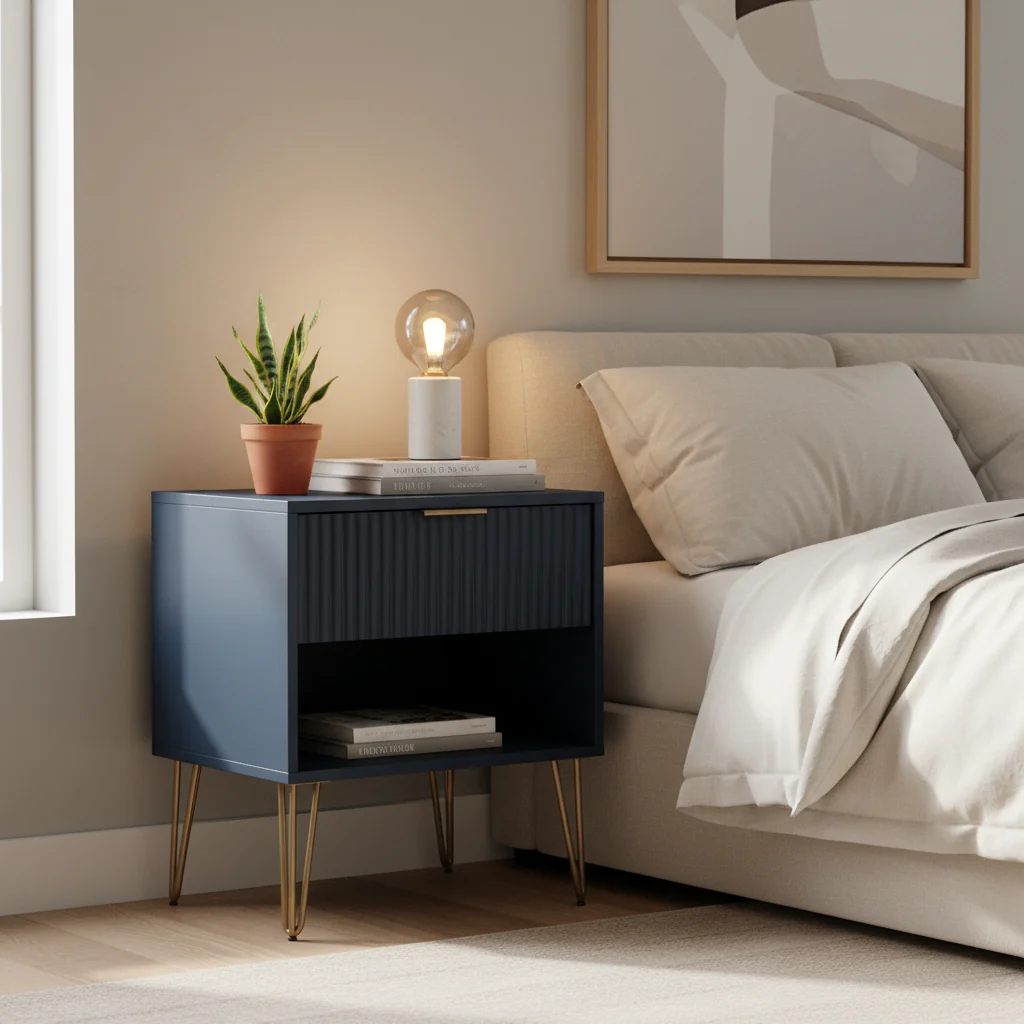 Mid Century Nightstand with 1 Drawer