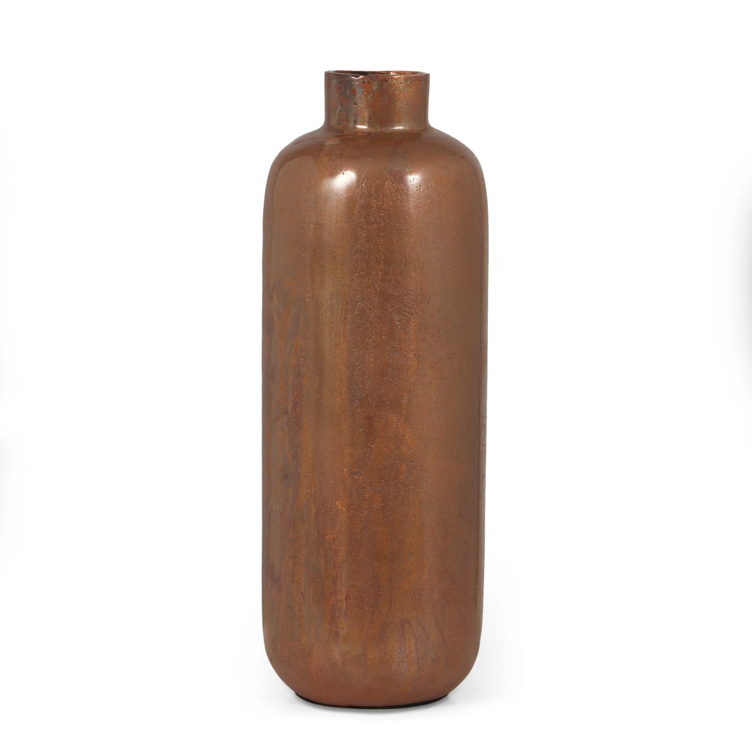 Handcrafted Aluminum Bottle Vase, Burnt Copper - NH373413
