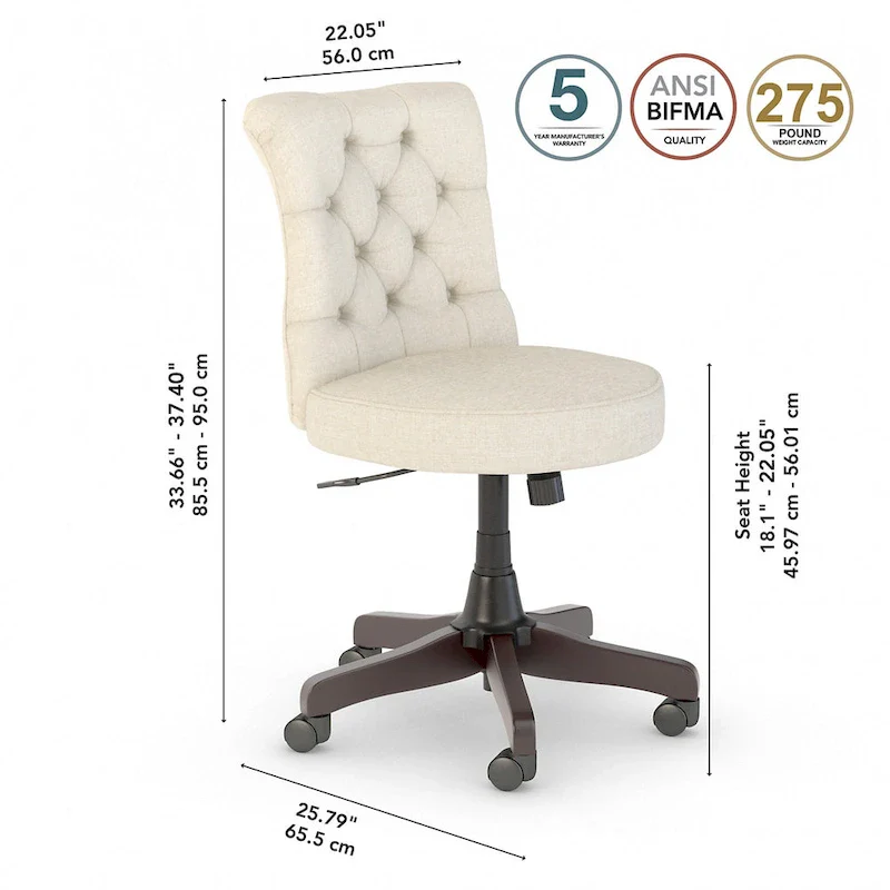 Key West Mid Back Tufted Office Chair by Bush Furniture