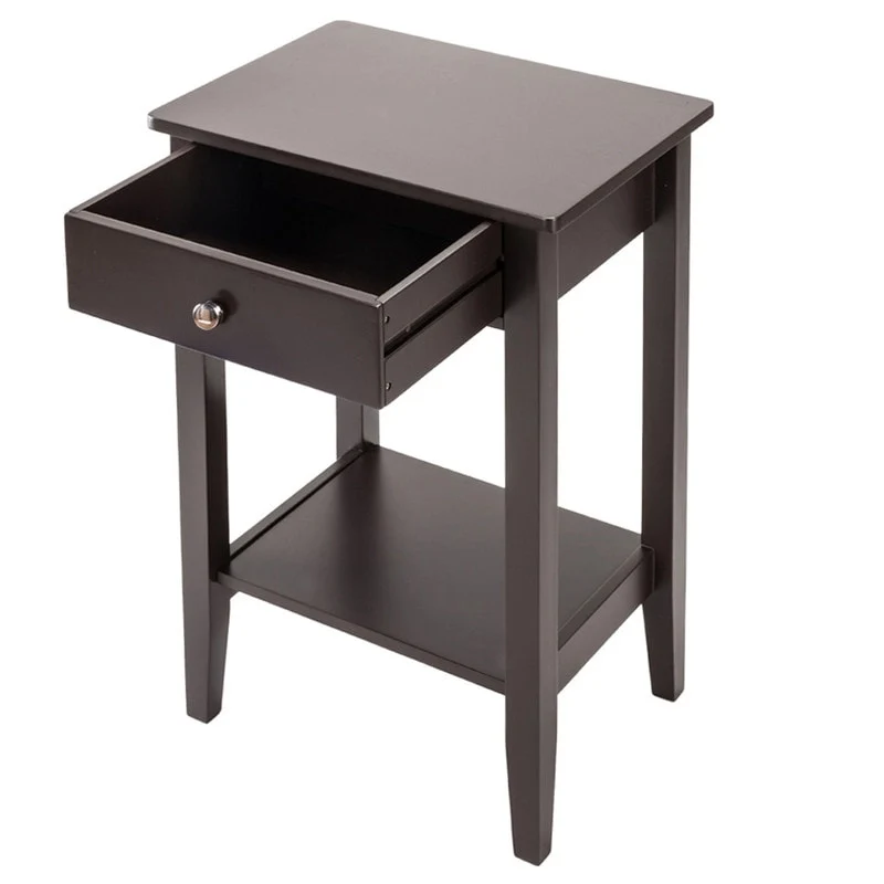 Brown 2-tier 1-drawer End Table