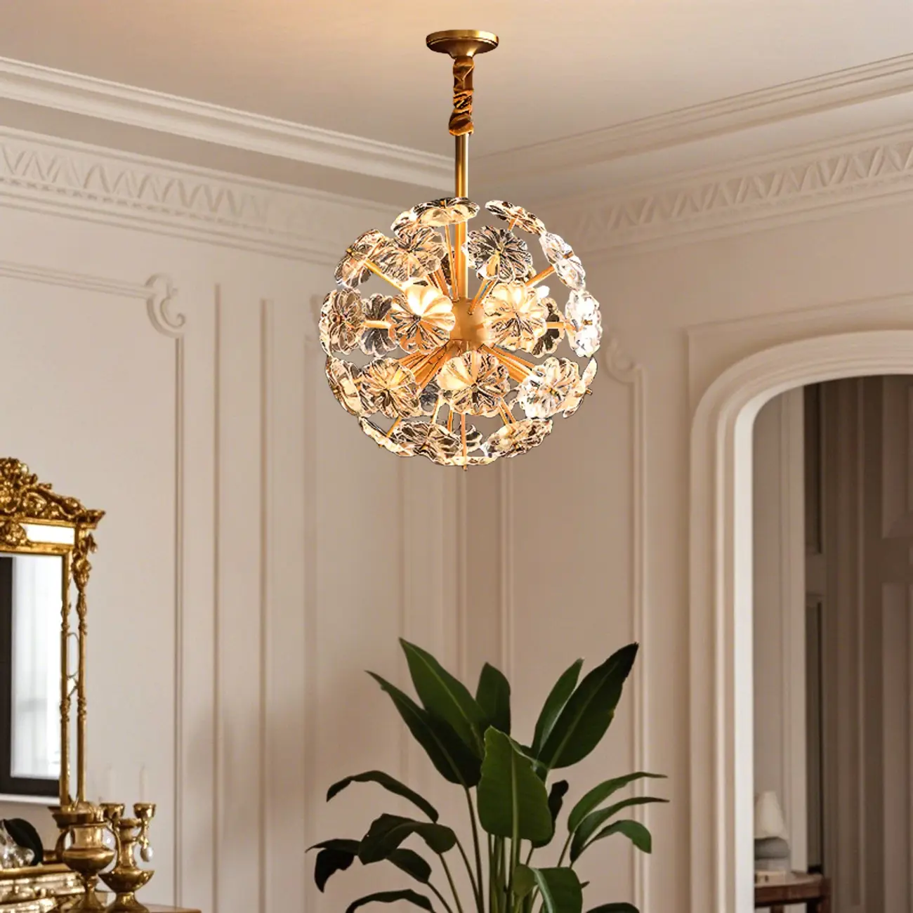Modern Crystal Globe Chandelier with Ambient Light
