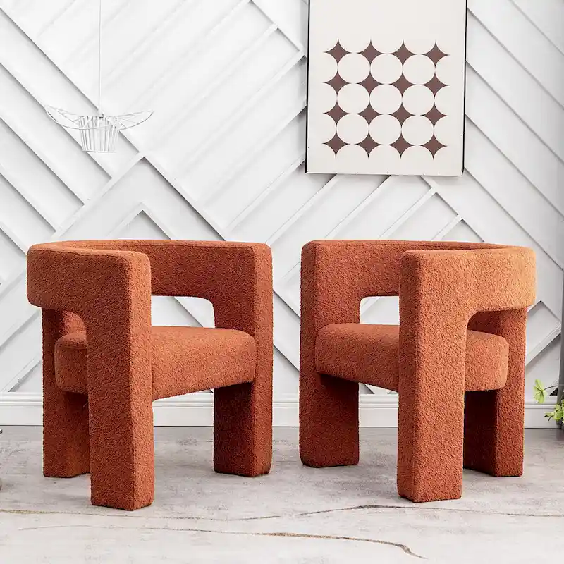 KINWELL 28   Wide Boucle Upholstered Square Armchair (Set of 2)