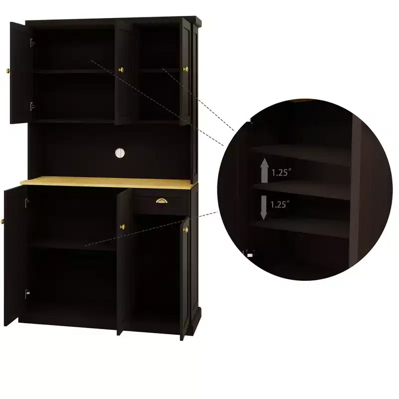 AndMakers Wood 39.76 in. Pantry Cabinet with Adjustable Shelves