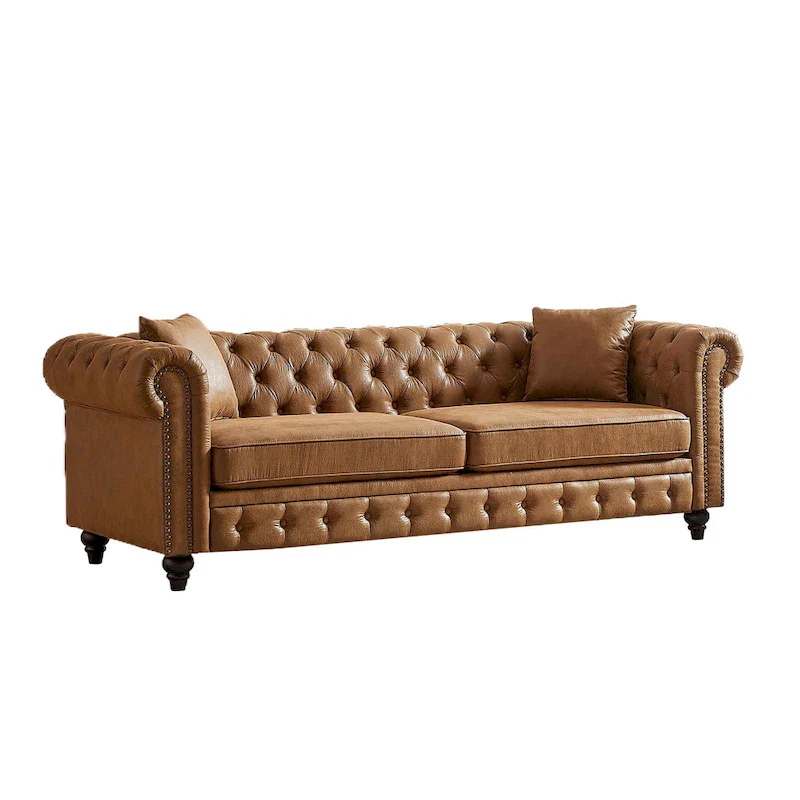 Chesterfield 85.5 Tech Fabric 3-seater Sofa with Cushions