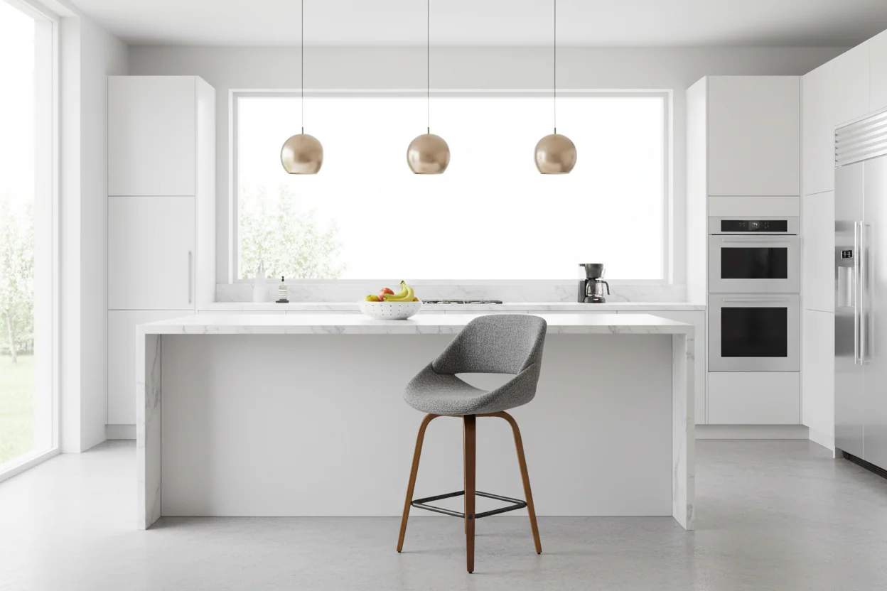 26 Fixed-Height Counter Stool with Square Footrest (Set of 2)