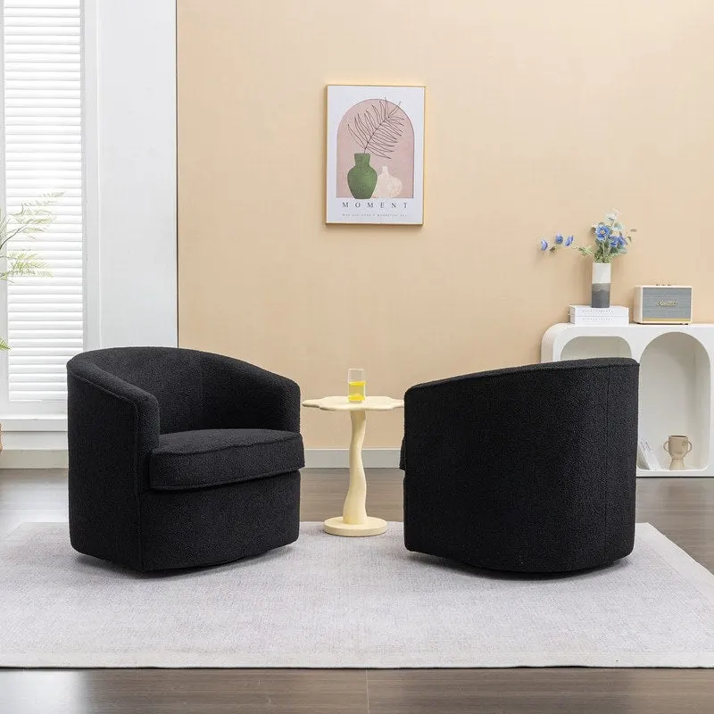 SEYNAR Modern Boucle Upholstered 360 Degree Swivel Accent Club Chair Set of 2
