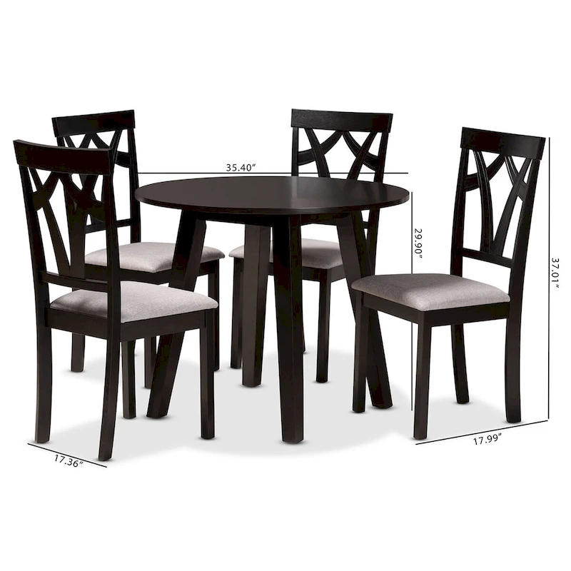 Derya Modern Transitional 5-Piece Wood Dining Set-Grey/Dark Brown