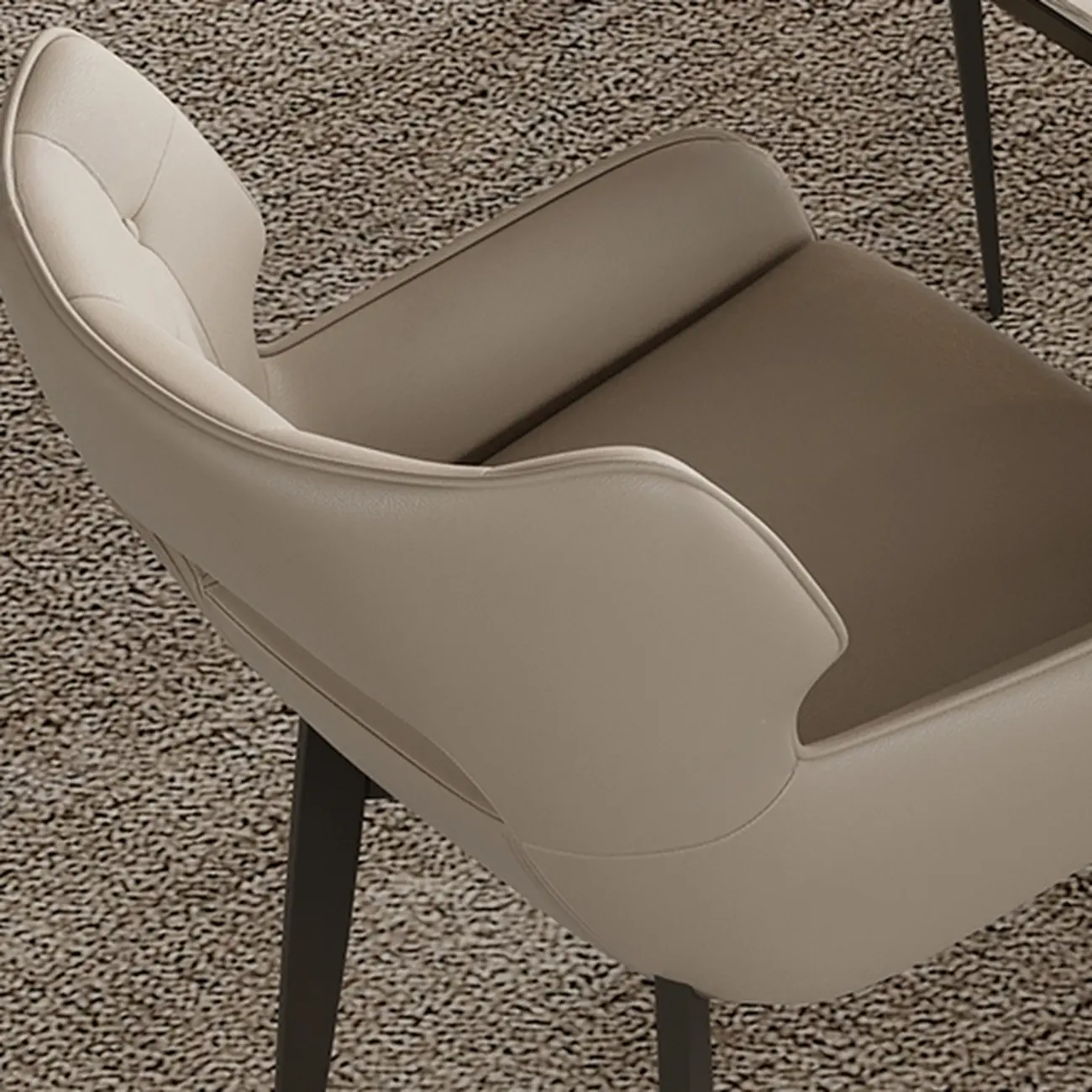 Modern Faux Leather Open Back Arm Dining Chair