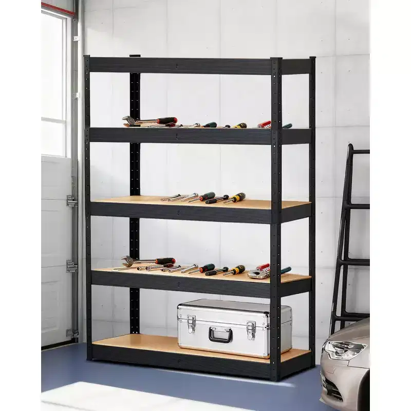Black 5-Tier Adjustable Steel Shelving Unit, 3000 lbs Capacity