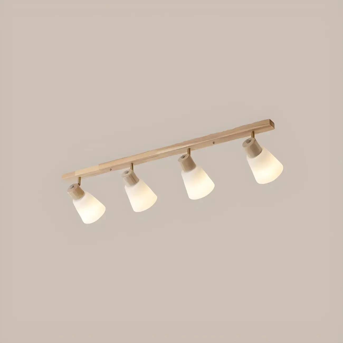 Natural Wood White Cone Glass Adjustable Semi Flush Track Light