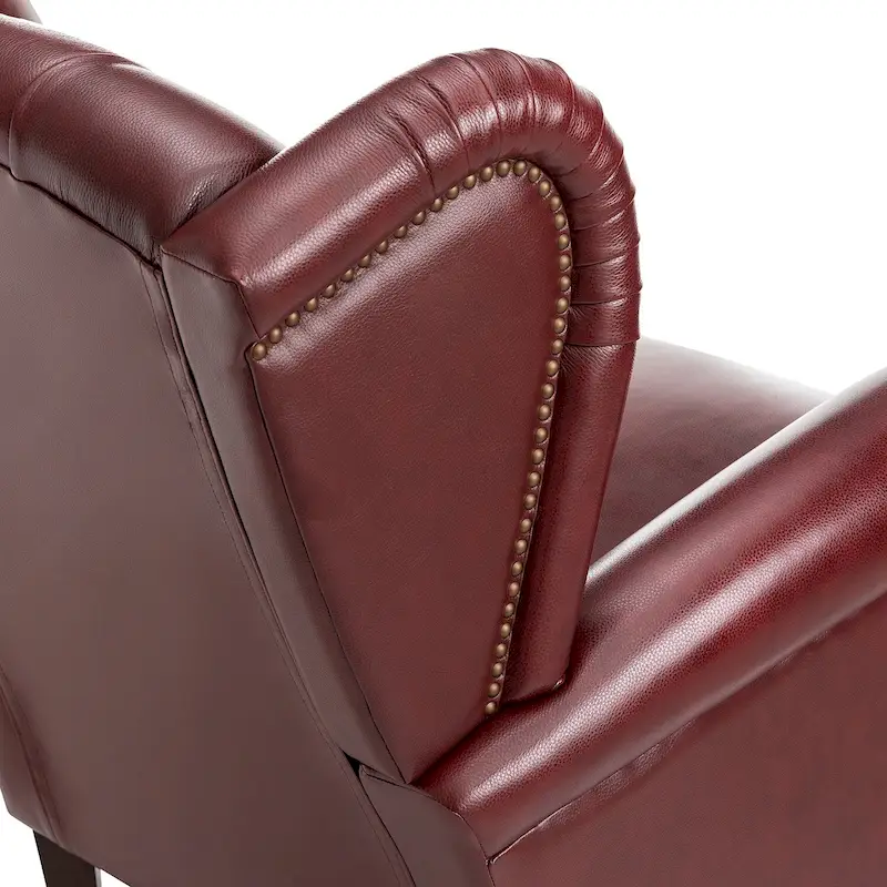 Alex Classic Wingback Leather Armchair with Nailhead Trim Set of 2 by HULALA HOME