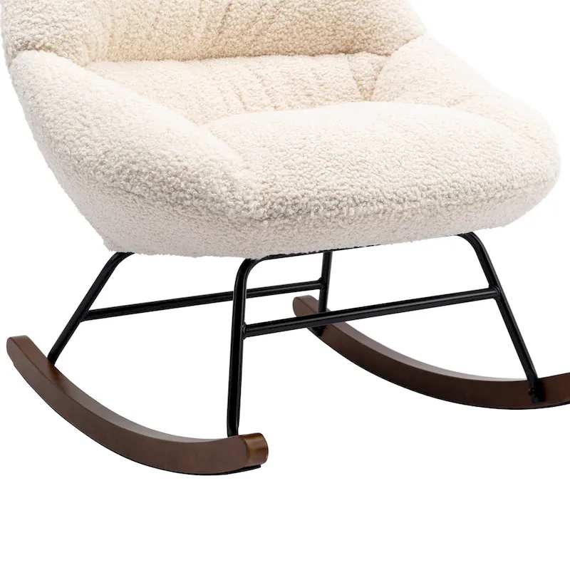 Tufted Upholstered Padded Seat Rocking Chair-Boucle