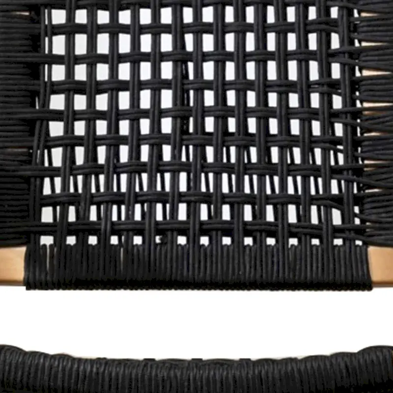 Accent Chair with Rope Woven Seat and Wooden Frame, Brown and Black