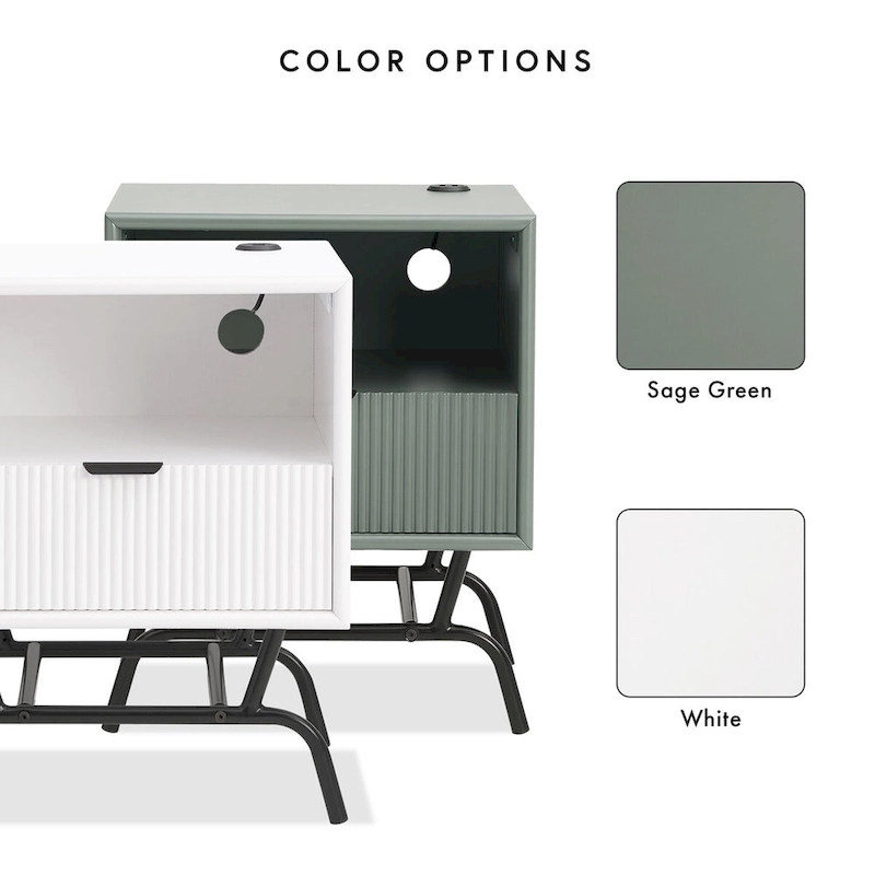 DH BASIC 2-Piece Modern Coffee Table and End Table Set with 3D Wave Accented Drawers by Denhour