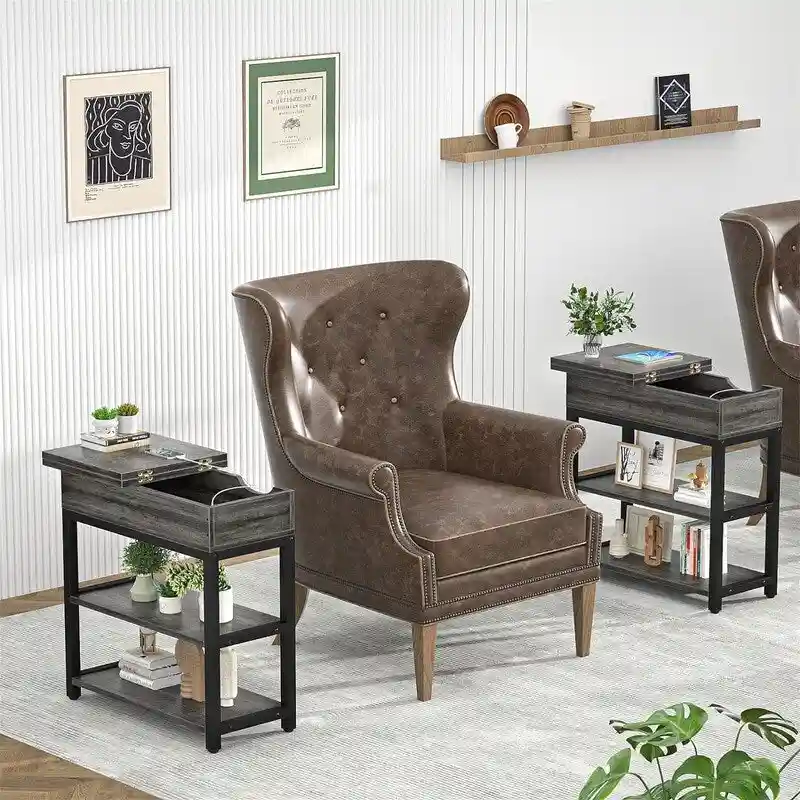 End Table with Charging Station - 11D x 23.6W x 24.5H