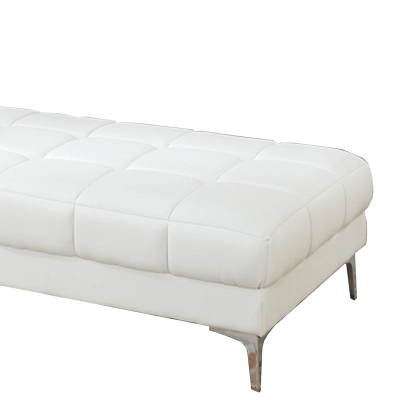 Modish Bonded Leather Ottoman In White