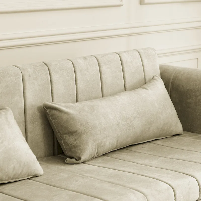 Modern 68 Foam 3 in 1 Pull-Out 3-seaters Bed Sleeper Sofa with Copper Nails and Two Drawers