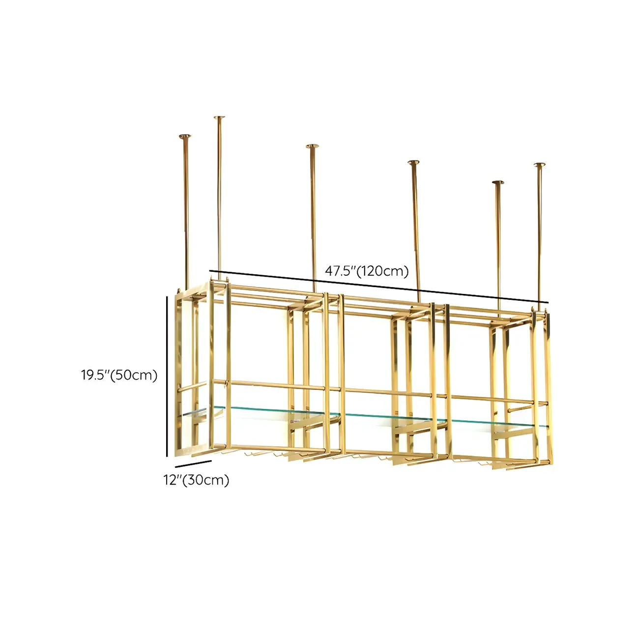 Glam Gold Metal Large Hanging Wine Rack