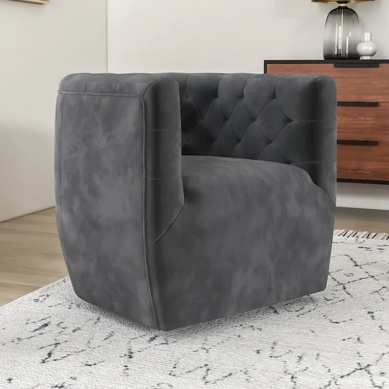 Mid-Century Modern Furniture Comfy Velvet Swivel Accent Chair