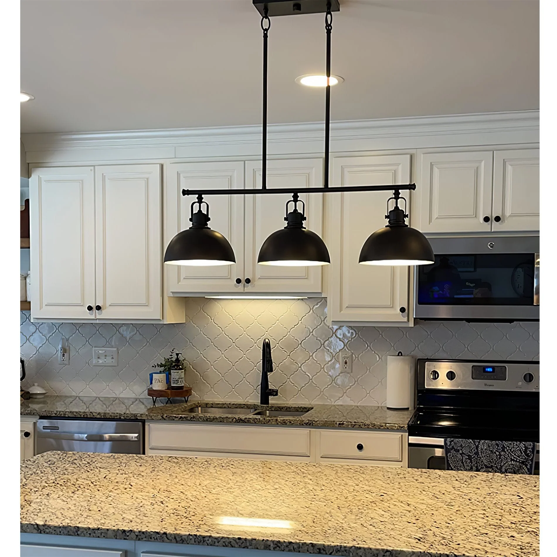 Belle 34 3-Light Modern Industrial Kitchen Island Light
