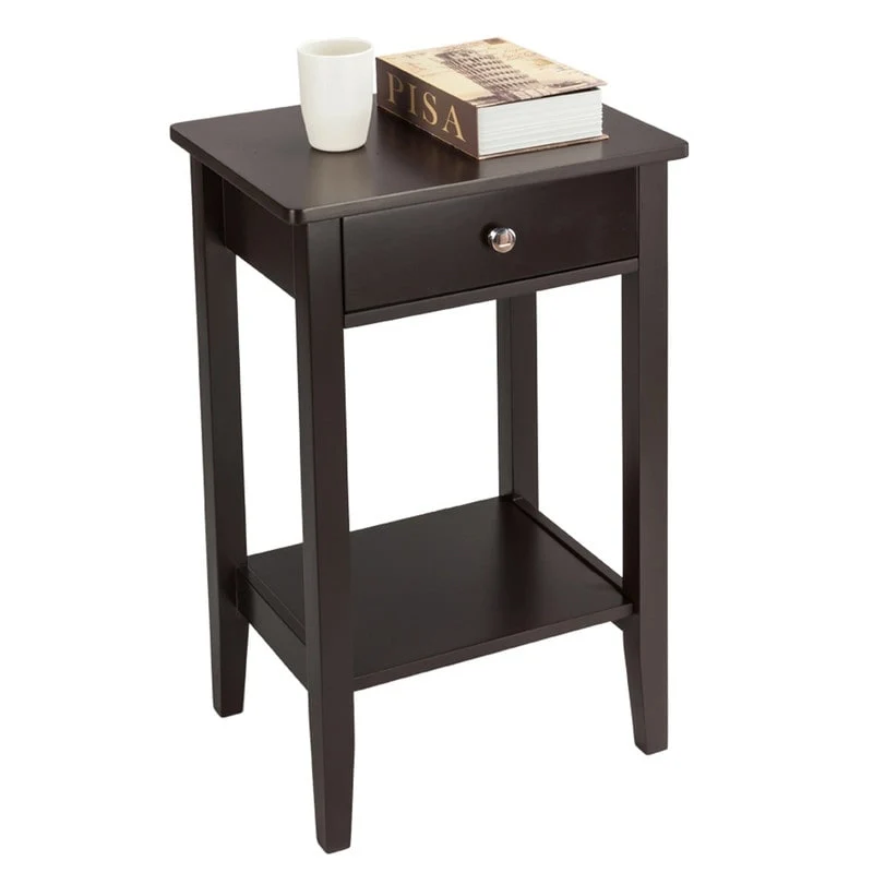 Brown 2-tier 1-drawer End Table
