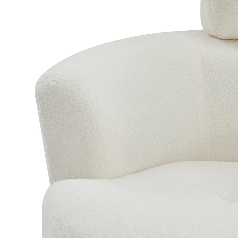 Polyester Barrel Swivel Chair with 360 Rotation, and Adjustable Headrest & Berber Fleece Upholstery - 320lb Capacity