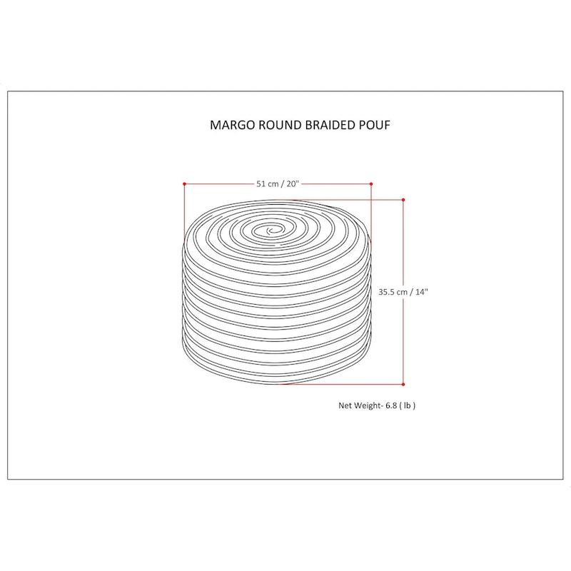 WYNDENHALL Mattise Boho Round Pouf in Braided Jute