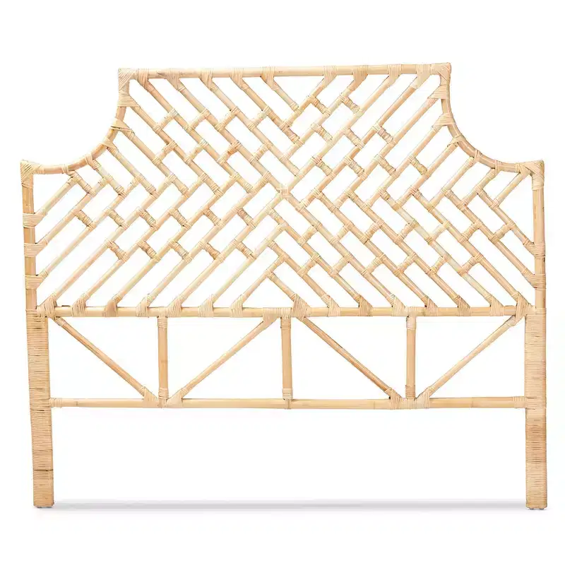 Queen Jayliah Rattan Headboard Natural/Brown - bali & pari: Bohemian Style, Freestanding, No Assembly Required