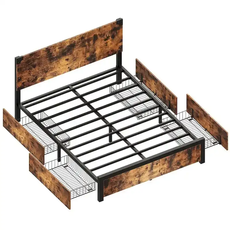 Bed Frame with with Wood Headboard