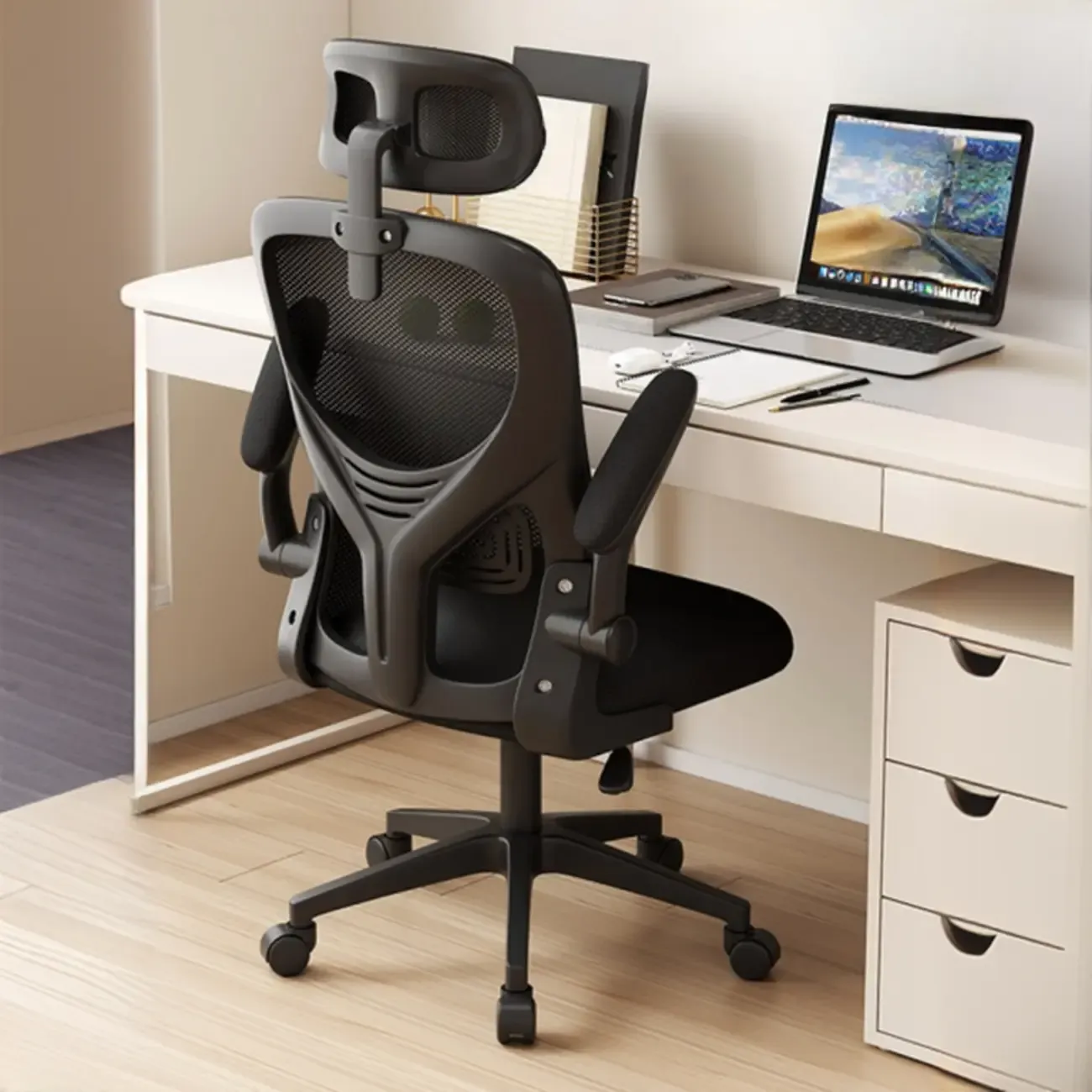 Ergonomic Black White Mesh Adjustable Office Chair