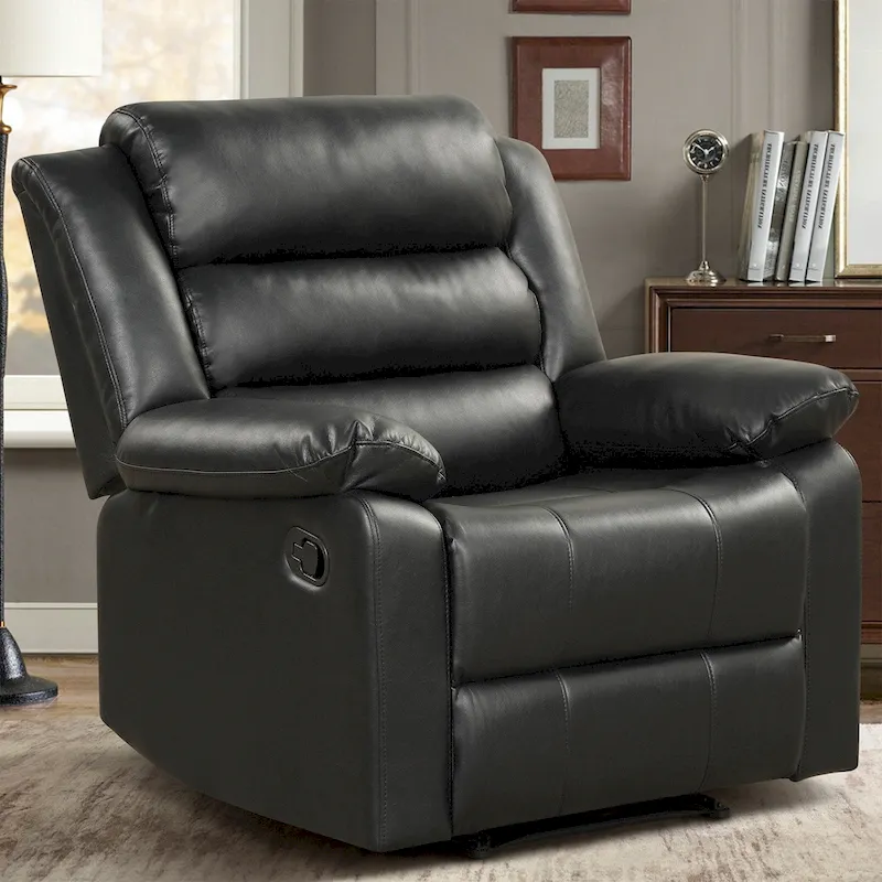 Breathable PU Leather Manual Recliner Chair with Overstuffed Arm and Back