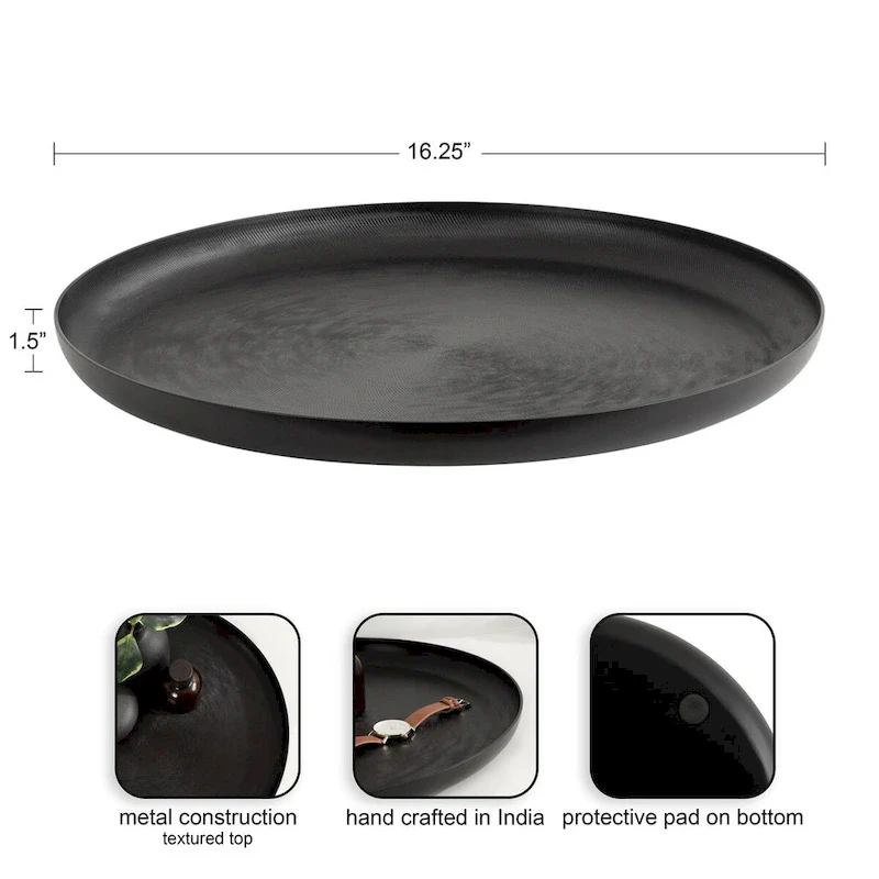 Kate and Laurel Stovring Round Metal Tray - 16  Diameter