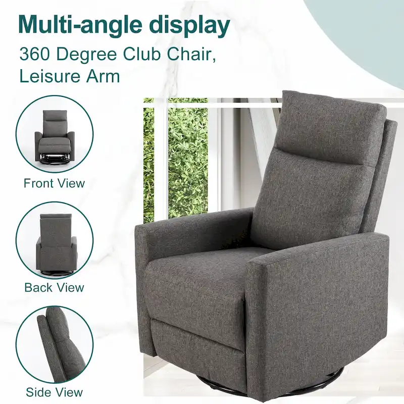 Manual Recliner Chair with Swivel & Glide