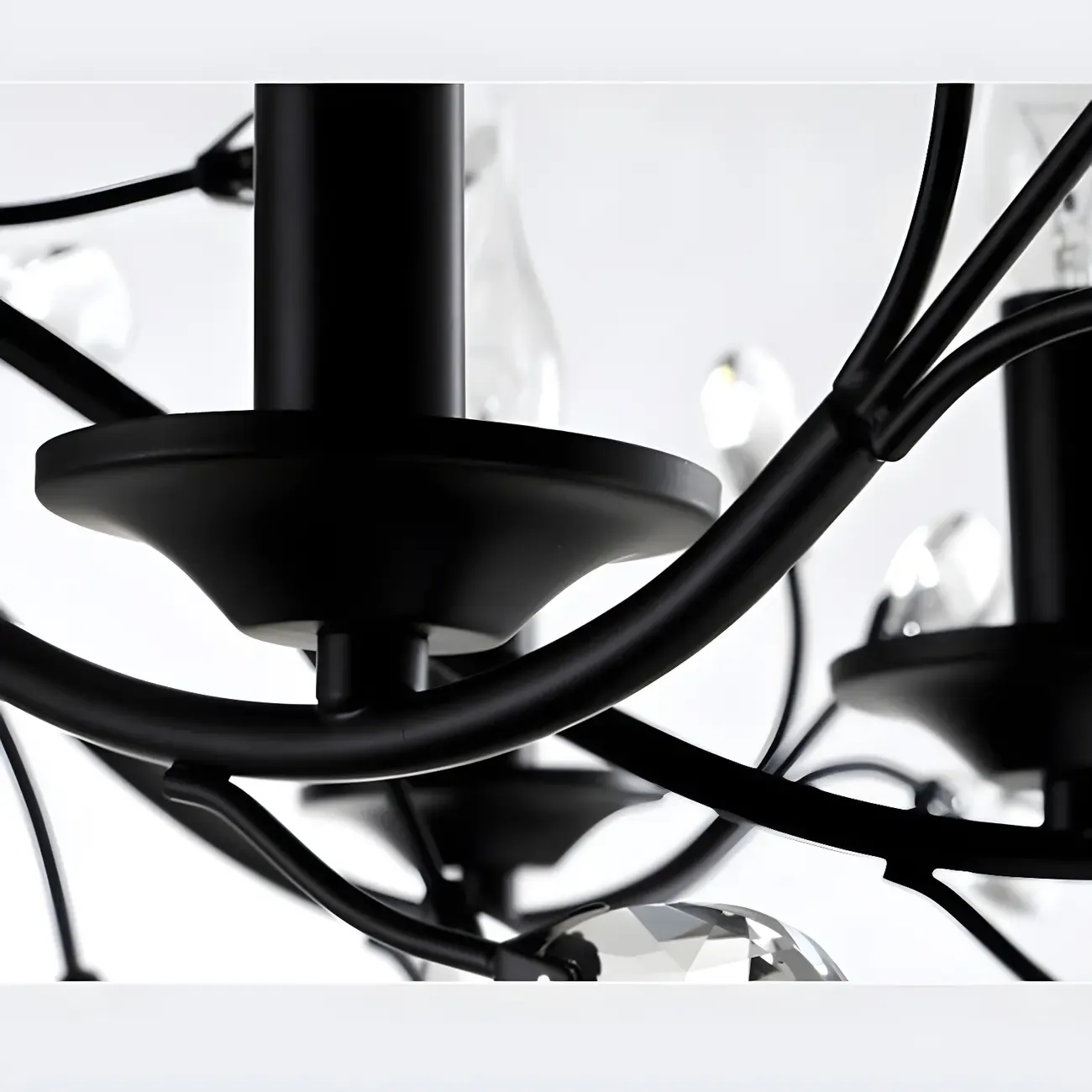 Modern Elegant Black Branch Crystal Candelabra Chandelier